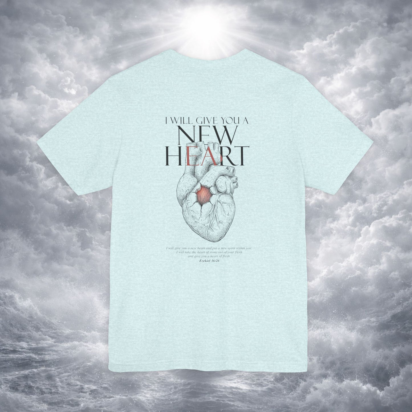 New Heart — Ezekiel 36:26 Christian Typographic Tee | Christ Scouts