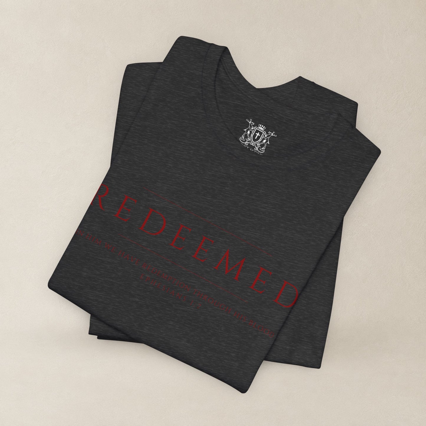 REDEEMED Christian Shirt | Ephesians 1:7 Bible Verse Tee | Christian Apparel