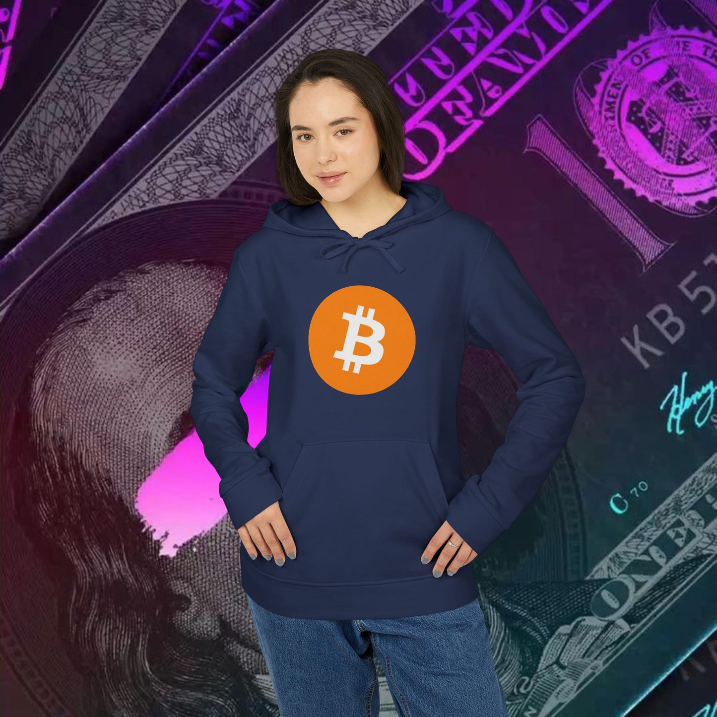 adidas® Unisex Fleece Hoodie (Bitcoin - BTC) big logo