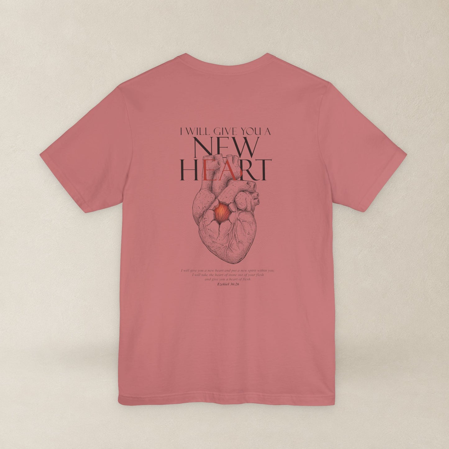 New Heart — Ezekiel 36:26 Christian Typographic Tee | Christ Scouts