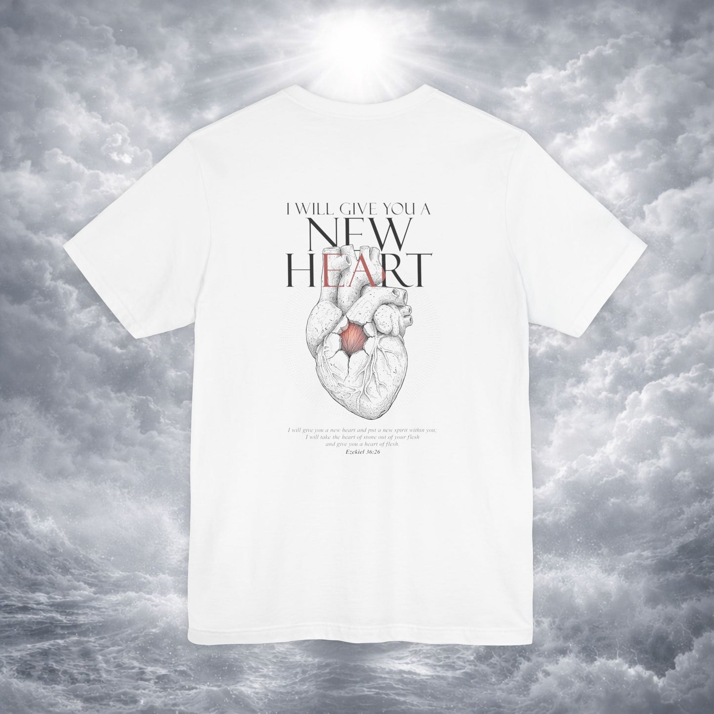New Heart — Ezekiel 36:26 Christian Typographic Tee | Christ Scouts