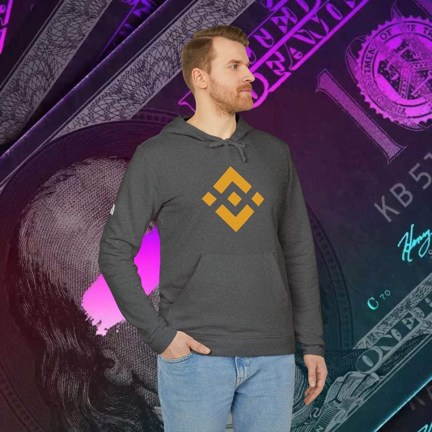 adidas® Unisex Fleece Hoodie (Binance - BNB) big logo