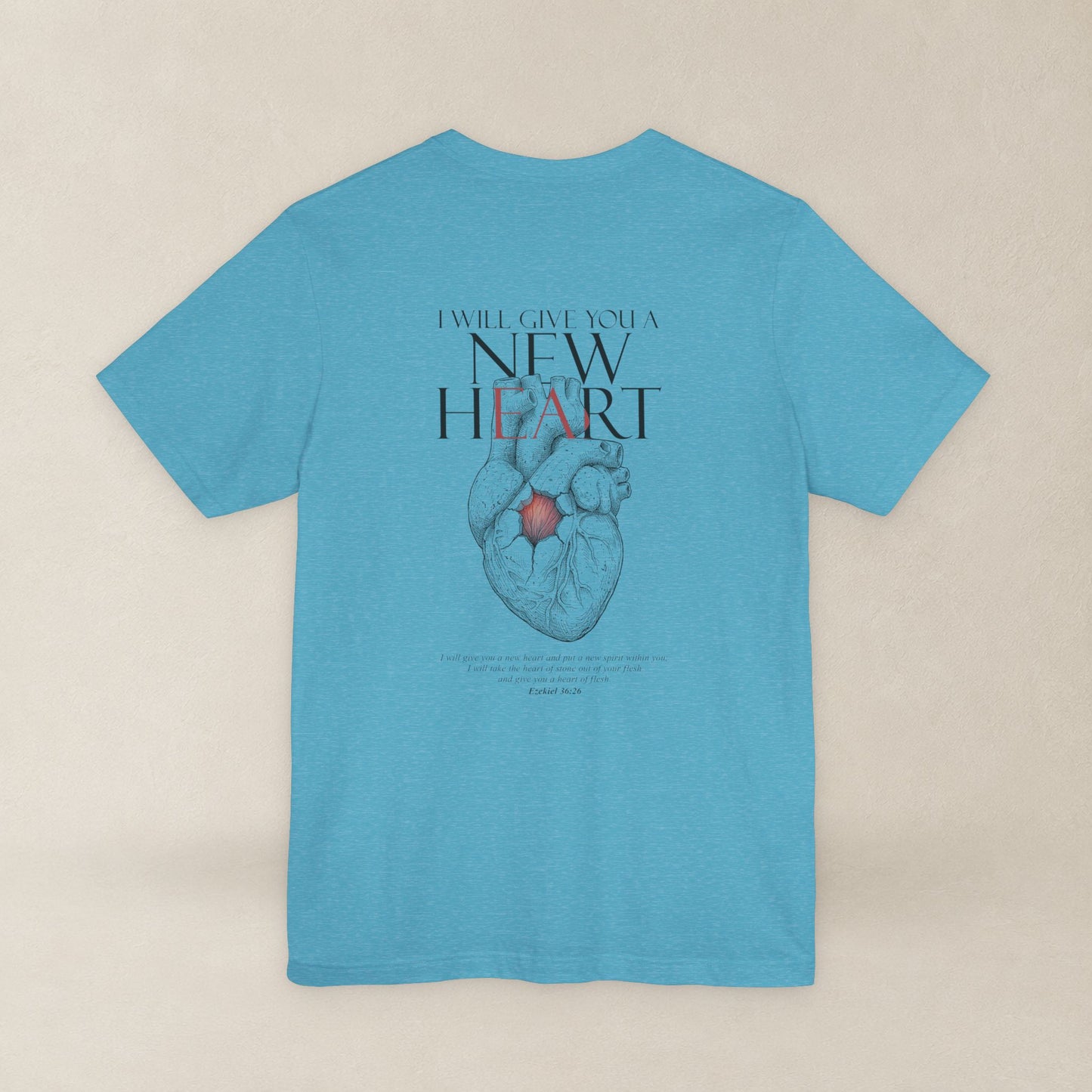 New Heart — Ezekiel 36:26 Christian Typographic Tee | Christ Scouts