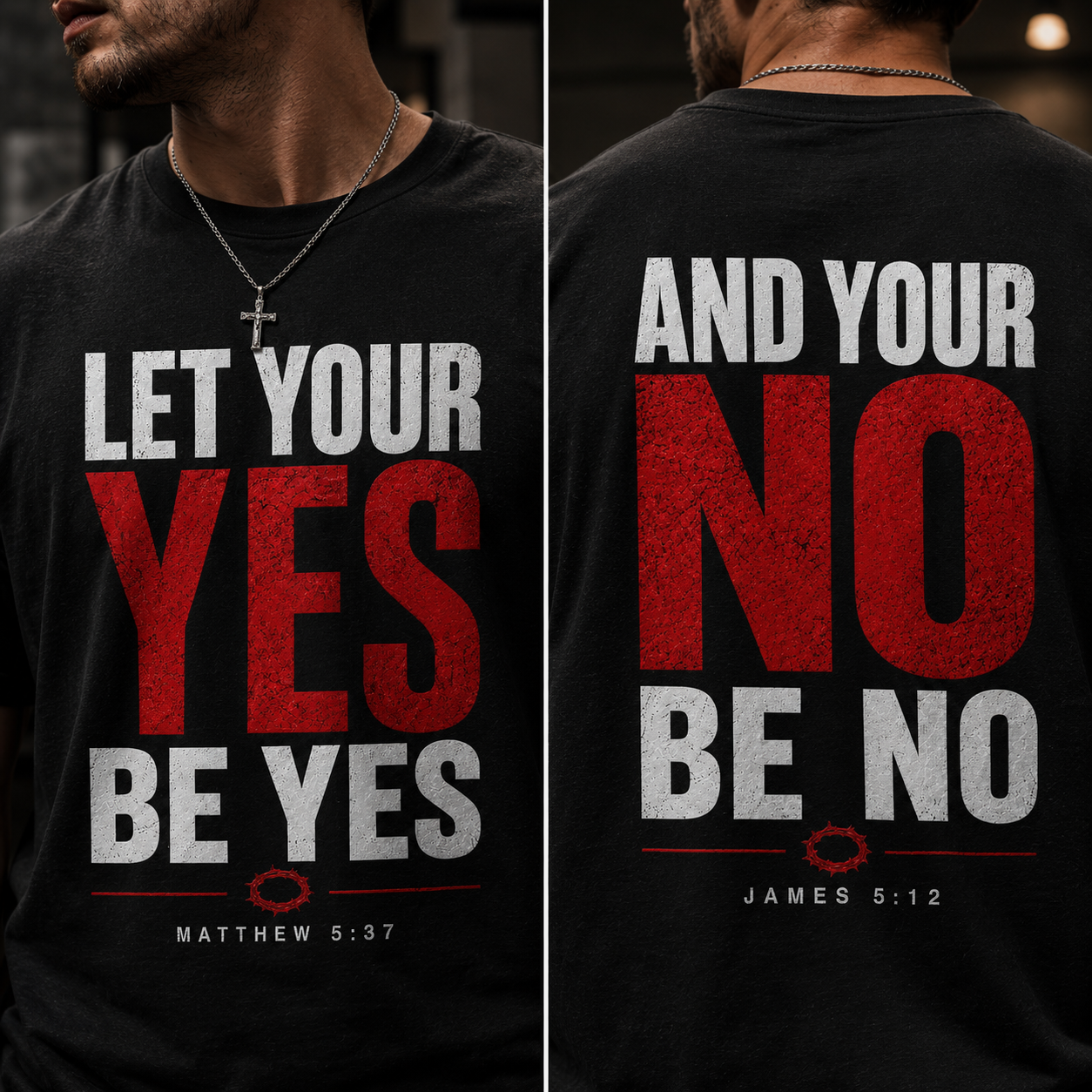 Let Your Yes Be Yes Shirt | Matthew 5:37 & James 5:12 Christian Tee | No Be No Integrity Bible Verse