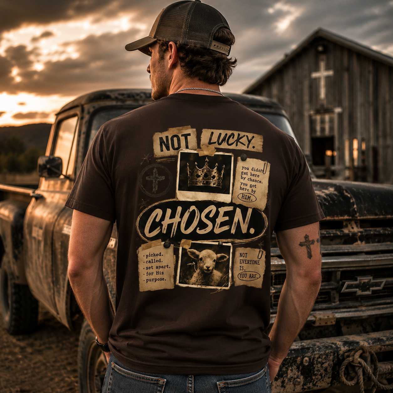 Not Lucky. Chosen. | Christian Graphic Tee | 1 Peter 2:9