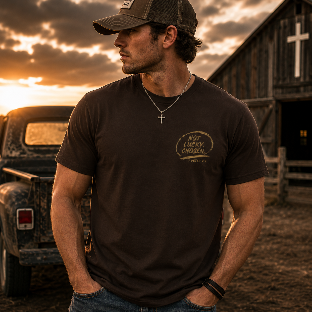 Not Lucky. Chosen. | Christian Graphic Tee | 1 Peter 2:9