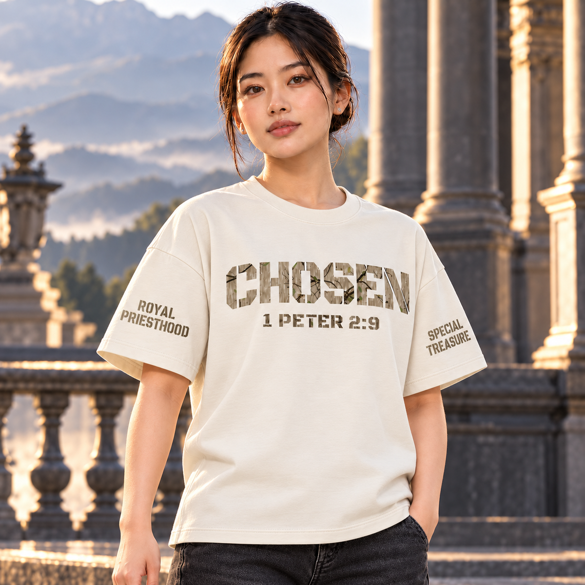 CHOSEN 1 Peter 2 9 Camo Heavy Tee