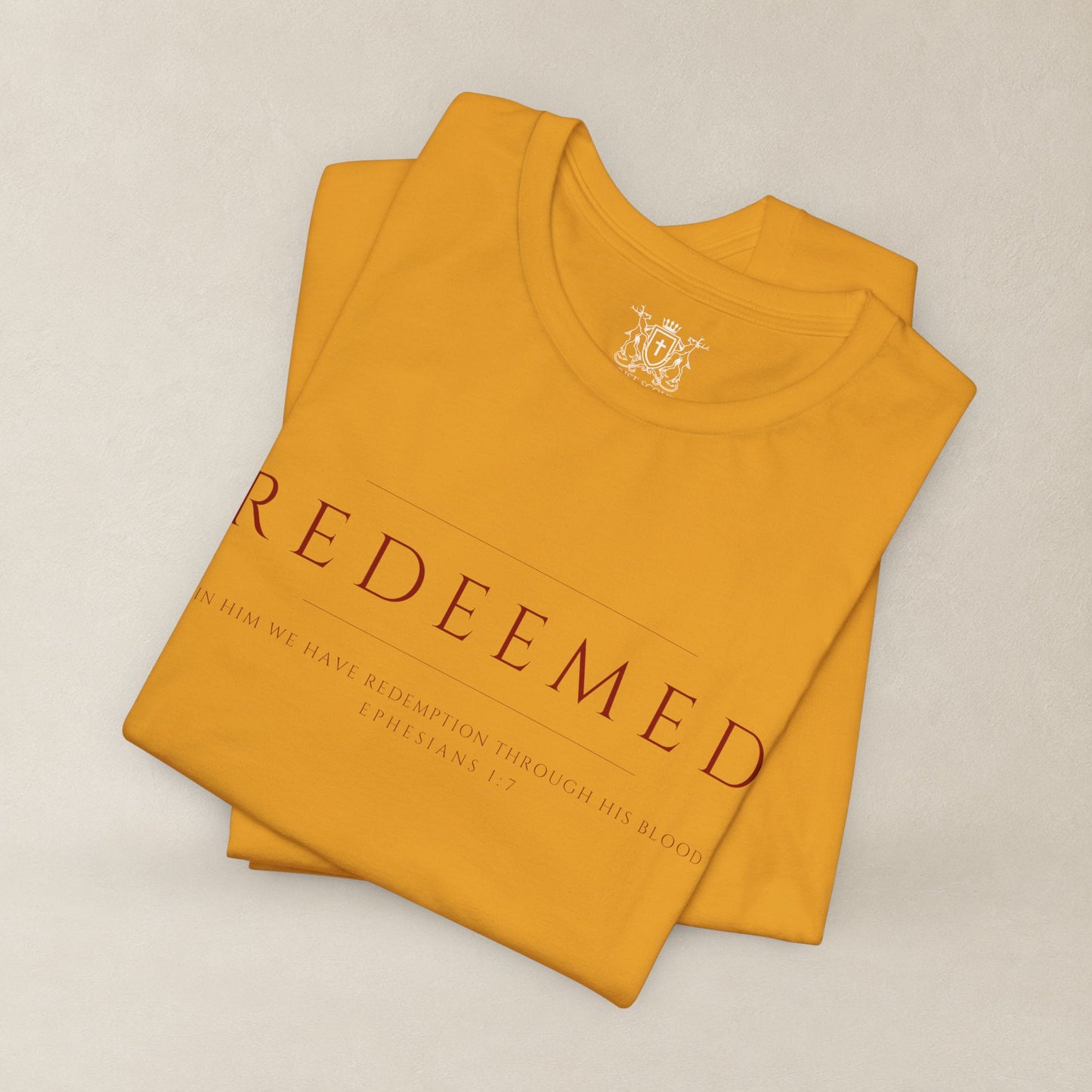 REDEEMED Christian Shirt | Ephesians 1:7 Bible Verse Tee | Christian Apparel