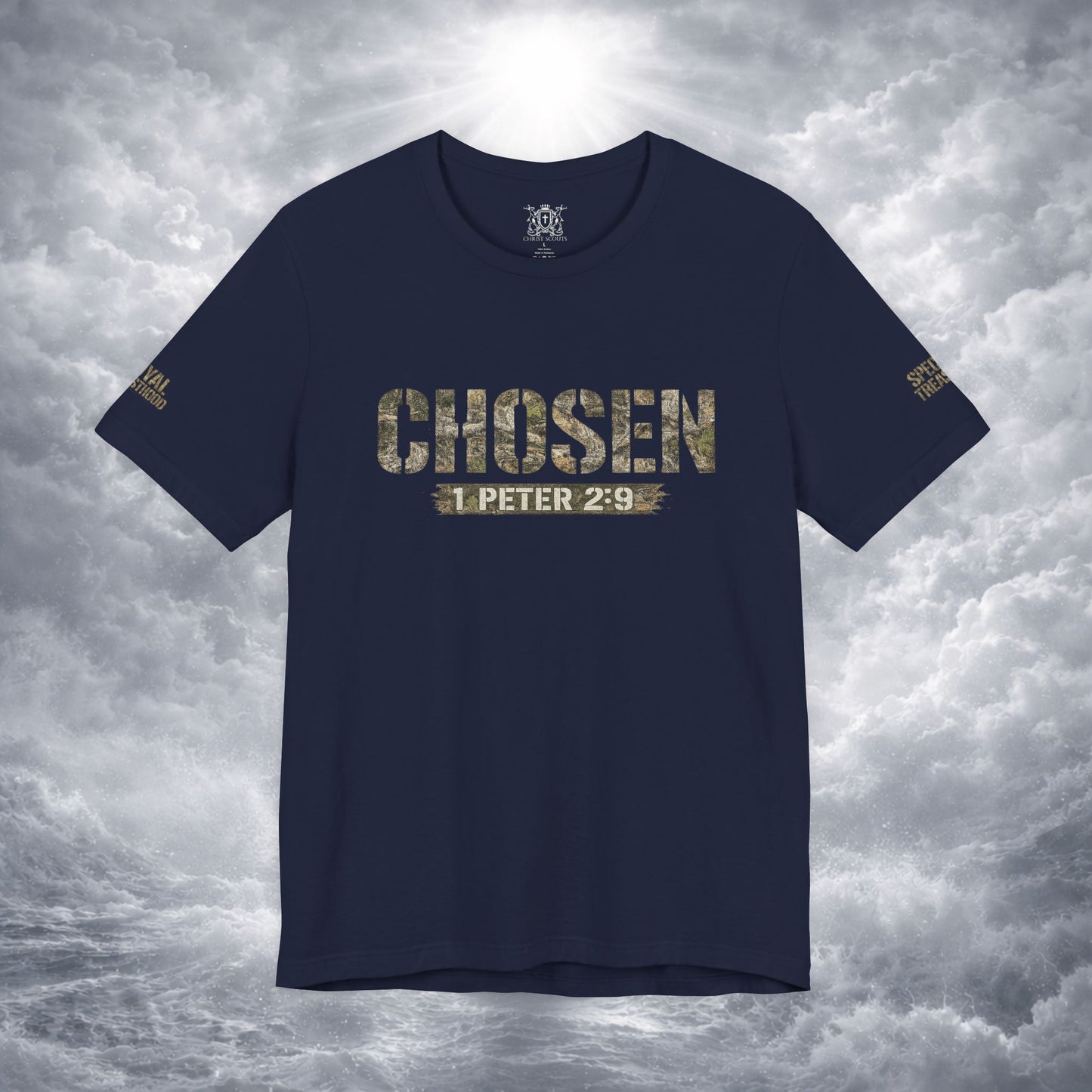 CHOSEN Camo Tee, Royal Priesthood, Special Treasure | 1 Peter 2:9 Christian Apparel