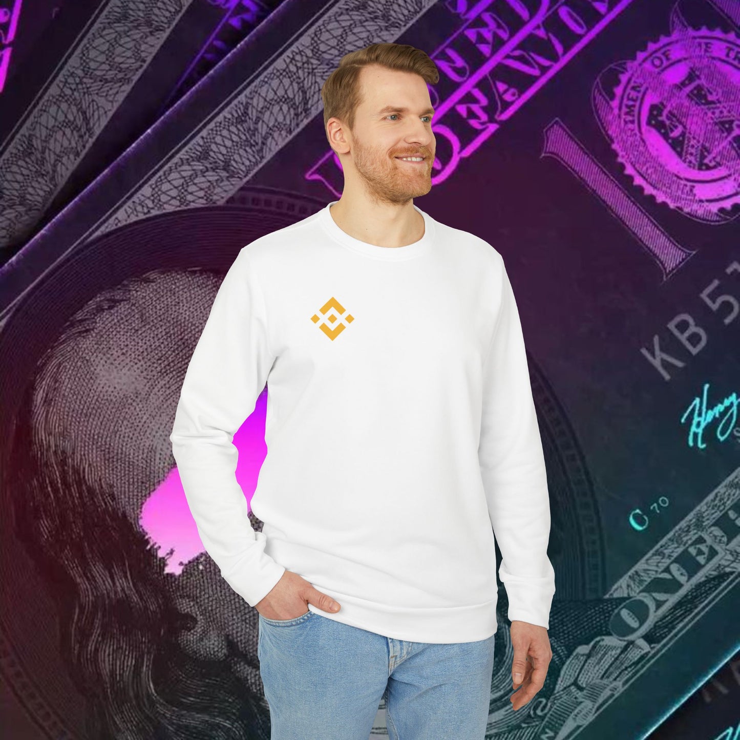 adidas® Unisex Fleece Crewneck Sweatshirt (Binance - BNB)