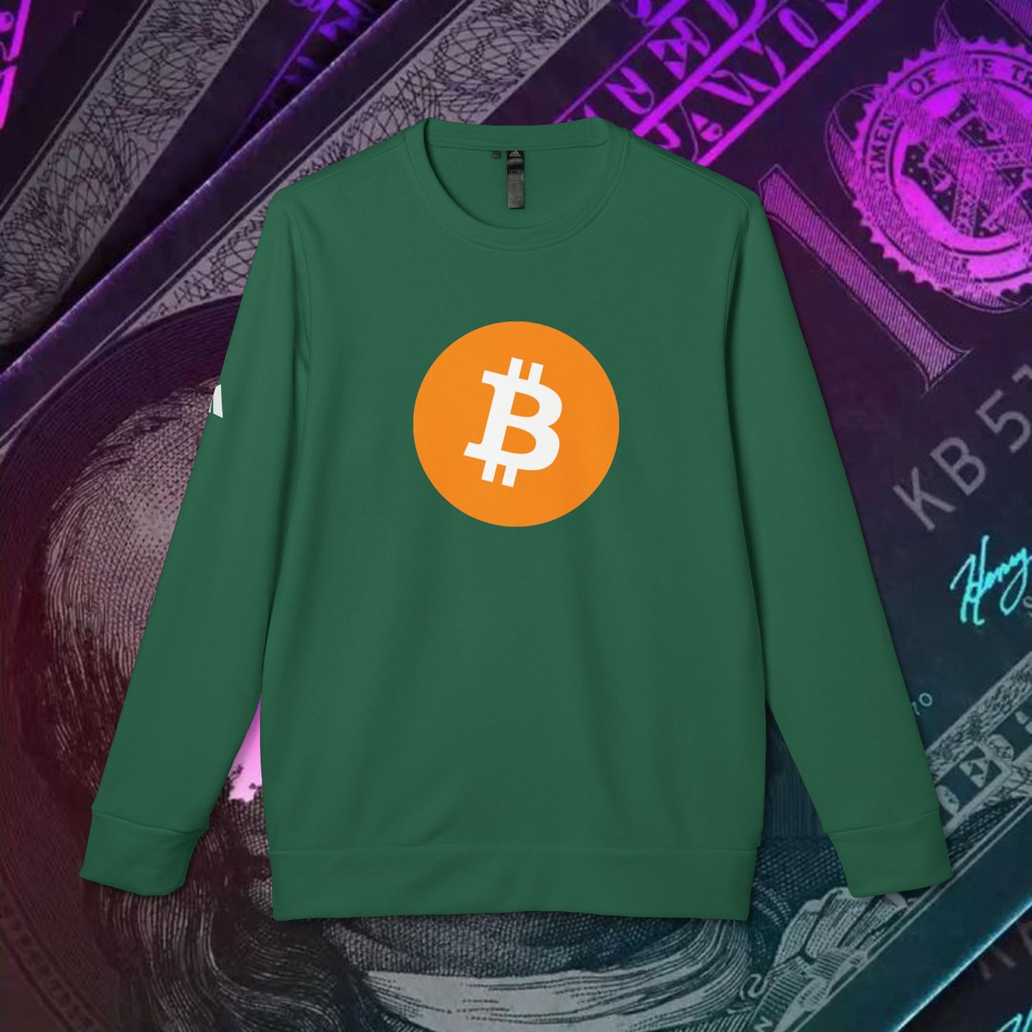 adidas® Unisex Fleece Crewneck Sweatshirt (Bitcoin - BTC) big logo