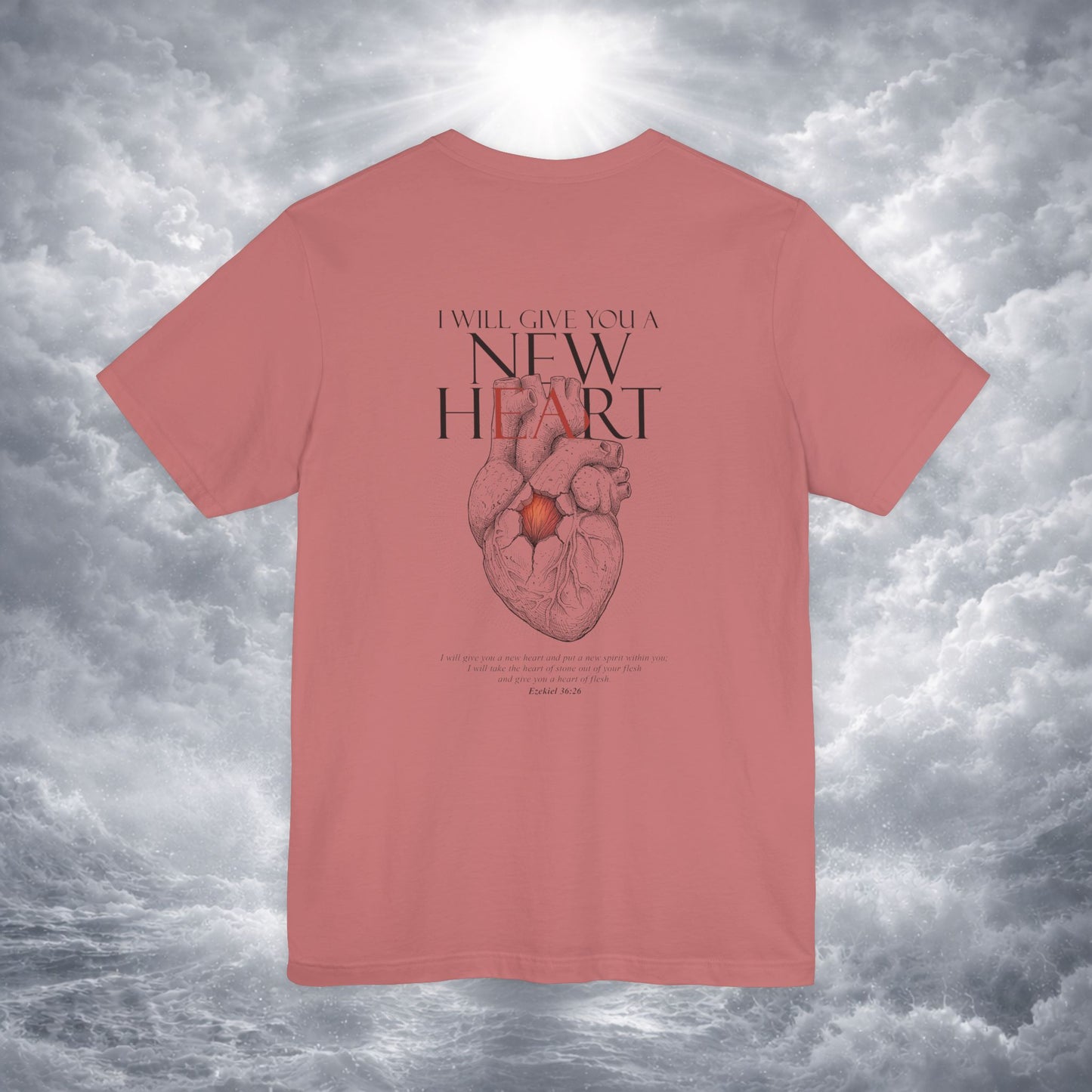 New Heart — Ezekiel 36:26 Christian Typographic Tee | Christ Scouts