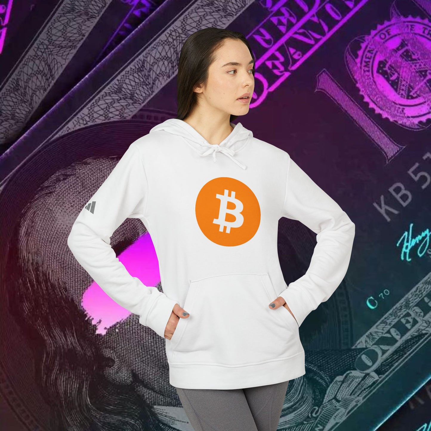 adidas® Unisex Fleece Hoodie (Bitcoin - BTC) big logo