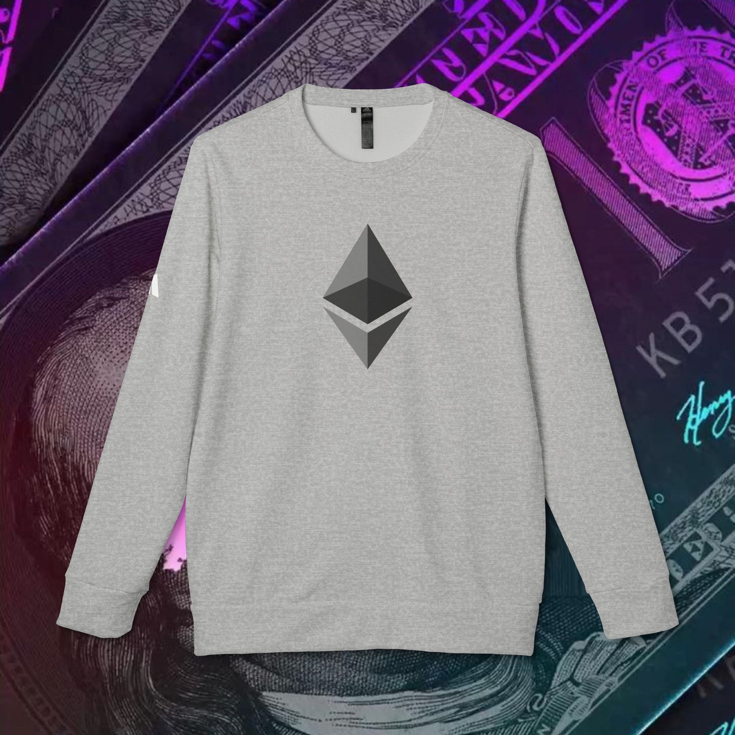 adidas® Unisex Fleece Crewneck Sweatshirt (Ethereum - ETH) big logo