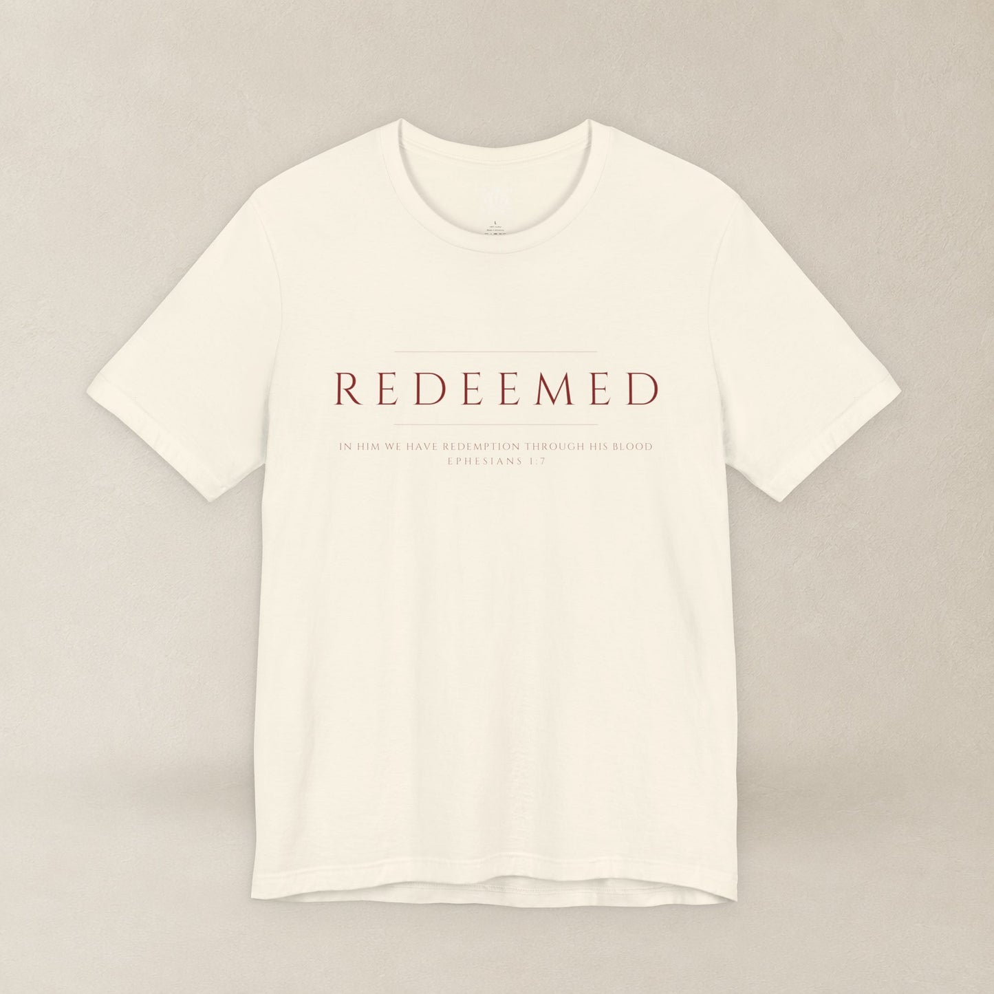 REDEEMED Christian Shirt | Ephesians 1:7 Bible Verse Tee | Christian Apparel