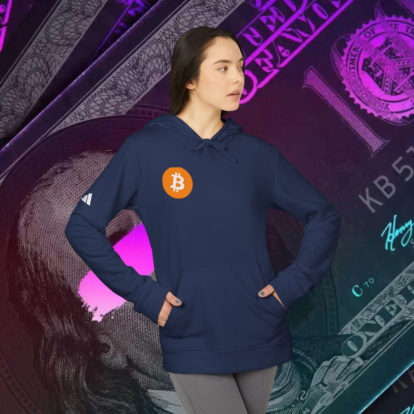 adidas® Unisex Fleece Hoodie (Bitcoin - BTC)