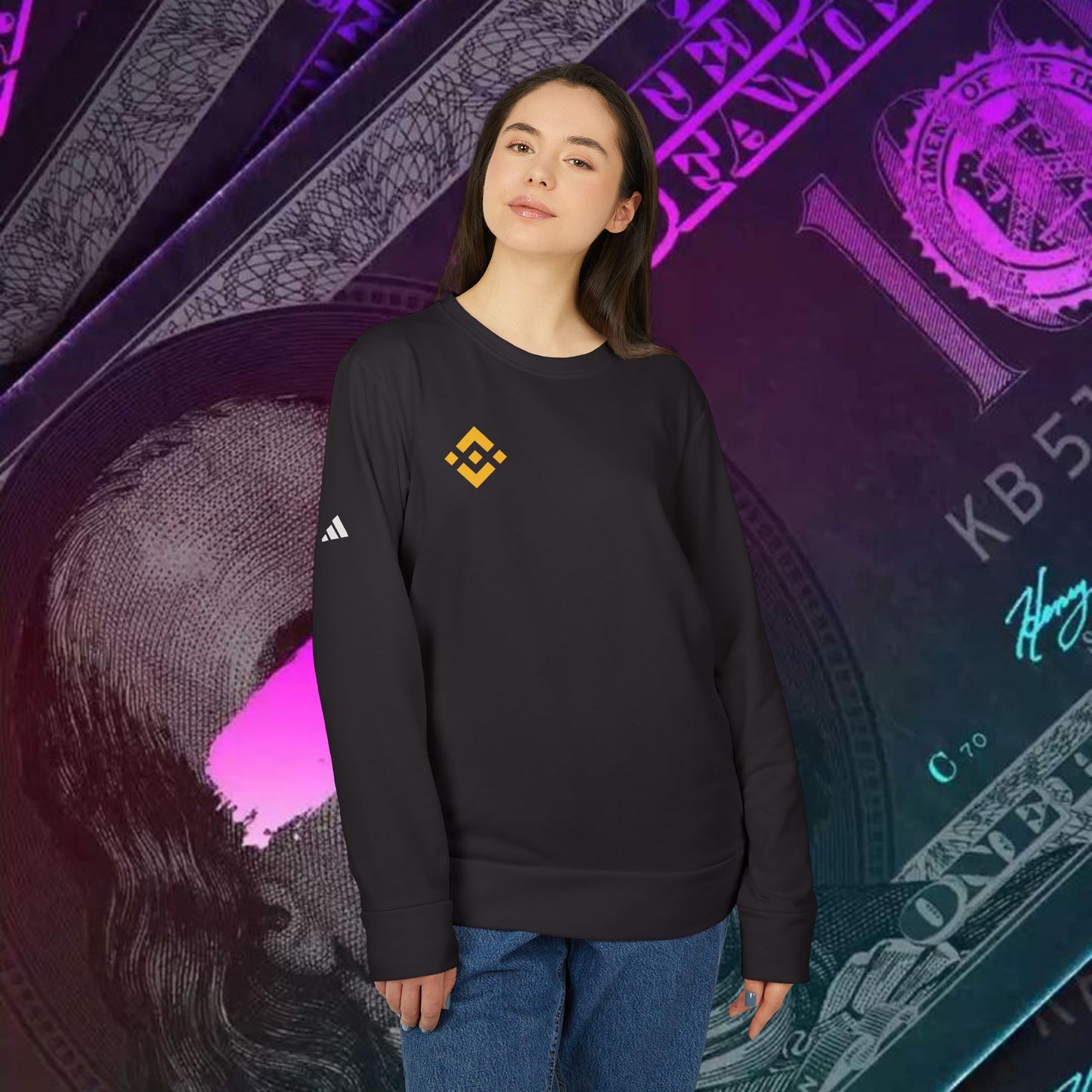 adidas® Unisex Fleece Crewneck Sweatshirt (Binance - BNB)