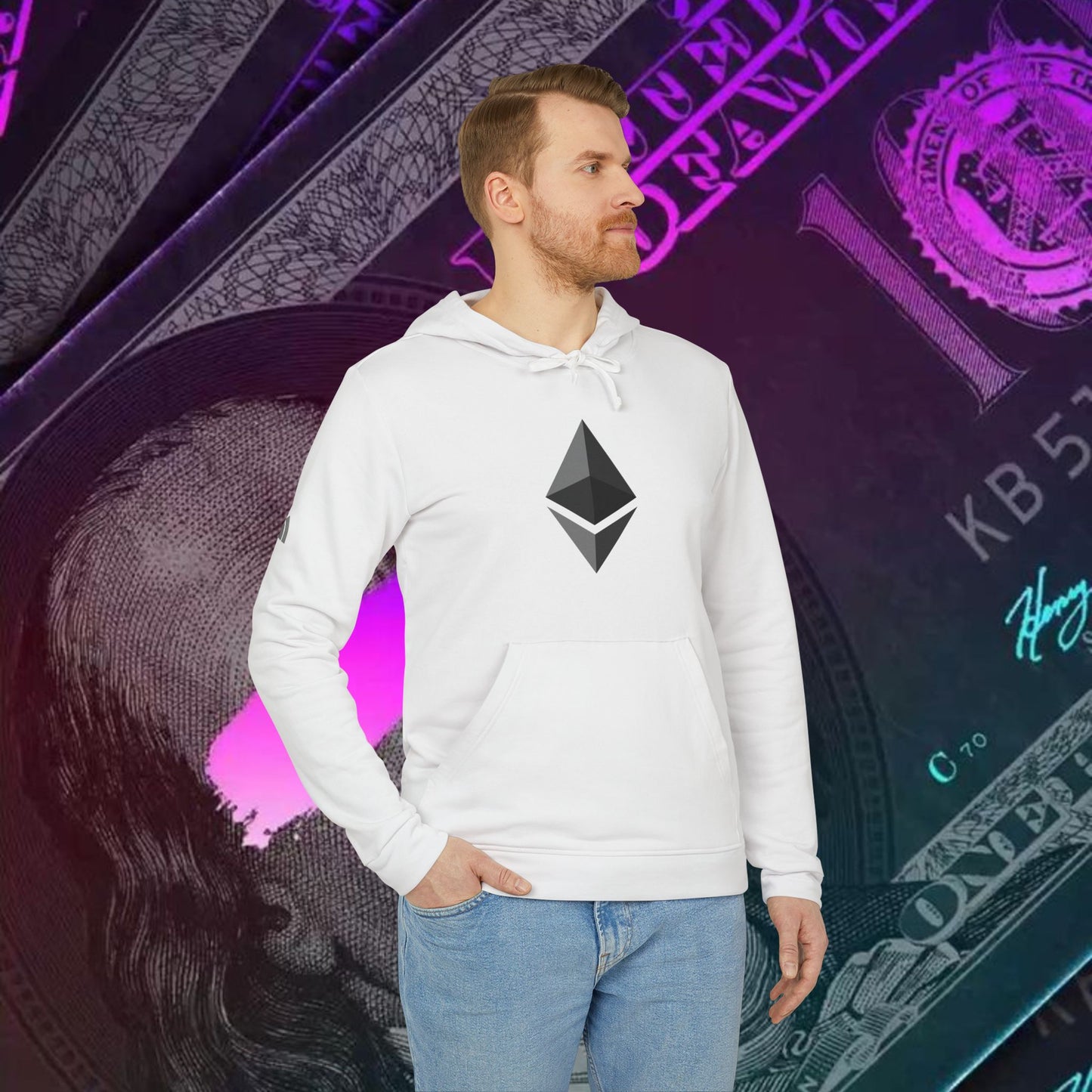 adidas® Unisex Fleece Hoodie ( Ethereum - ETH) big logo