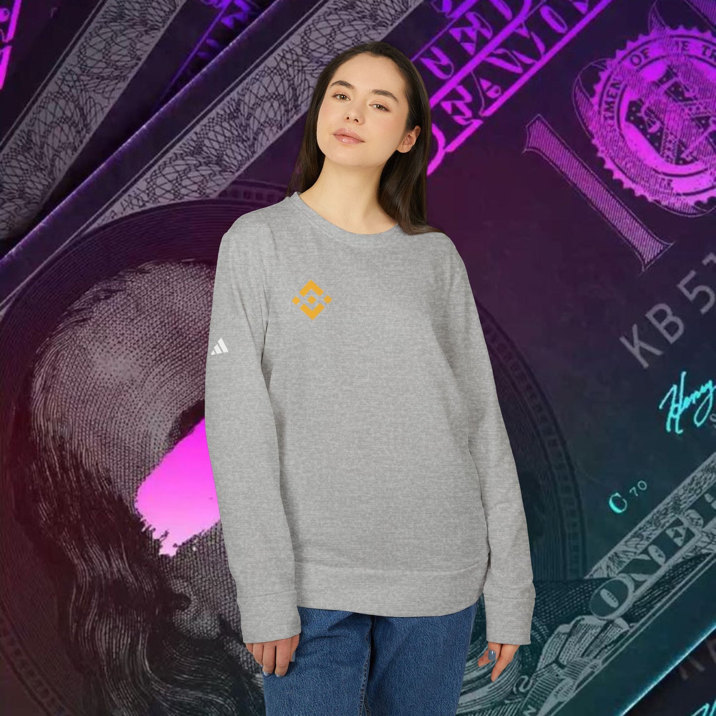 adidas® Unisex Fleece Crewneck Sweatshirt (Binance - BNB)