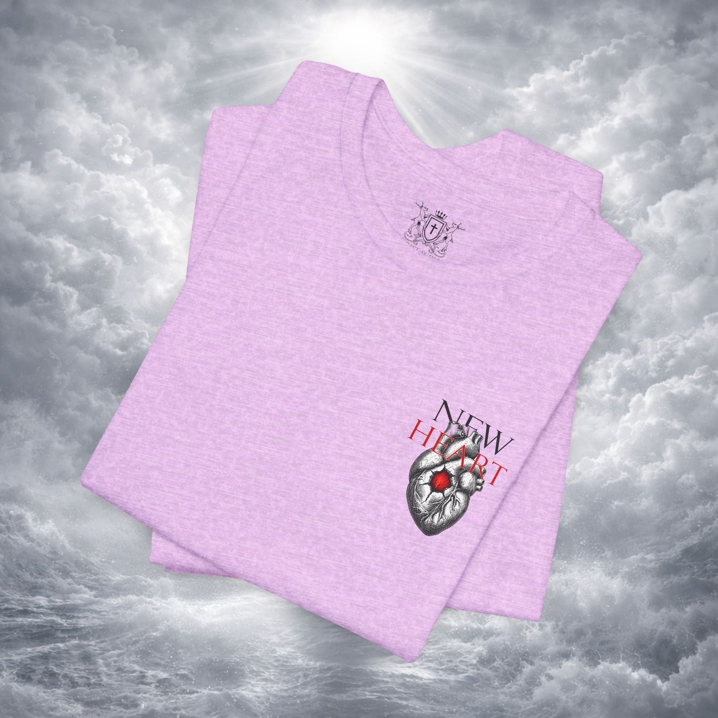 New Heart — Ezekiel 36:26 Christian Typographic Tee | Christ Scouts