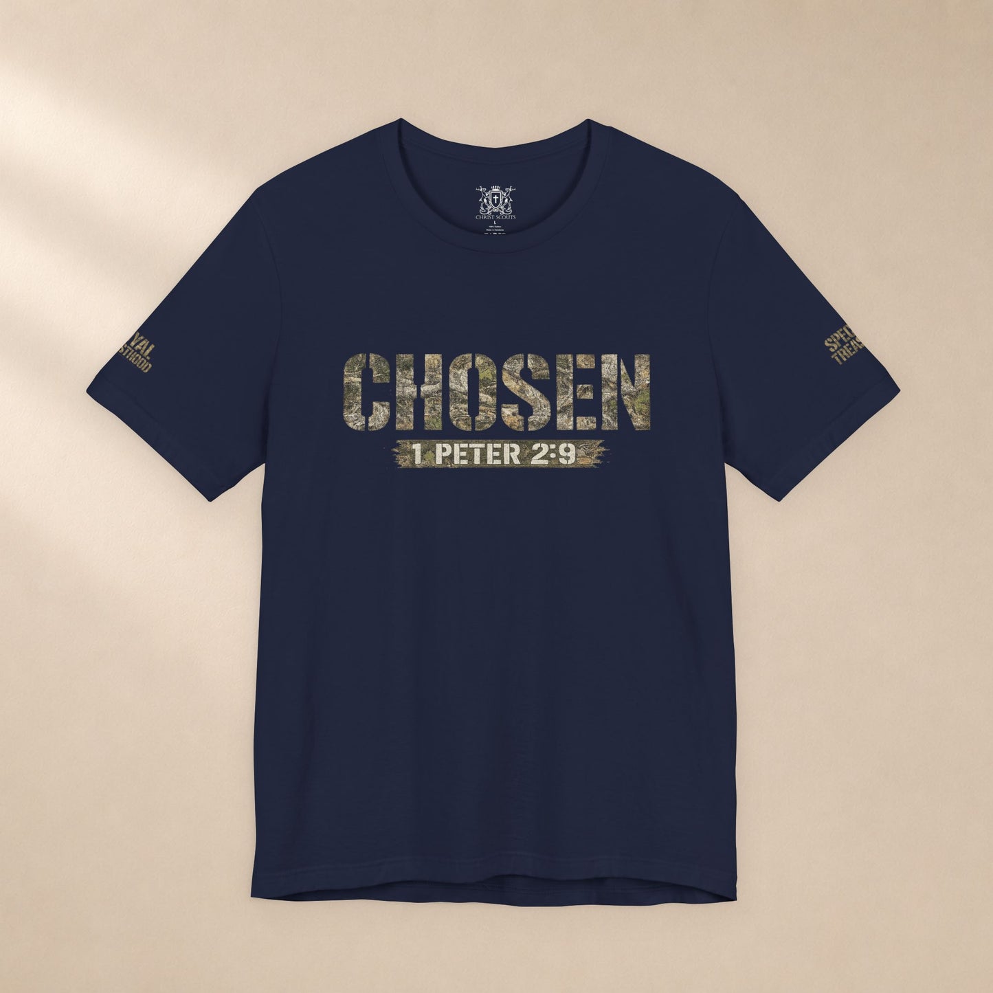 CHOSEN Camo Tee, Royal Priesthood, Special Treasure | 1 Peter 2:9 Christian Apparel