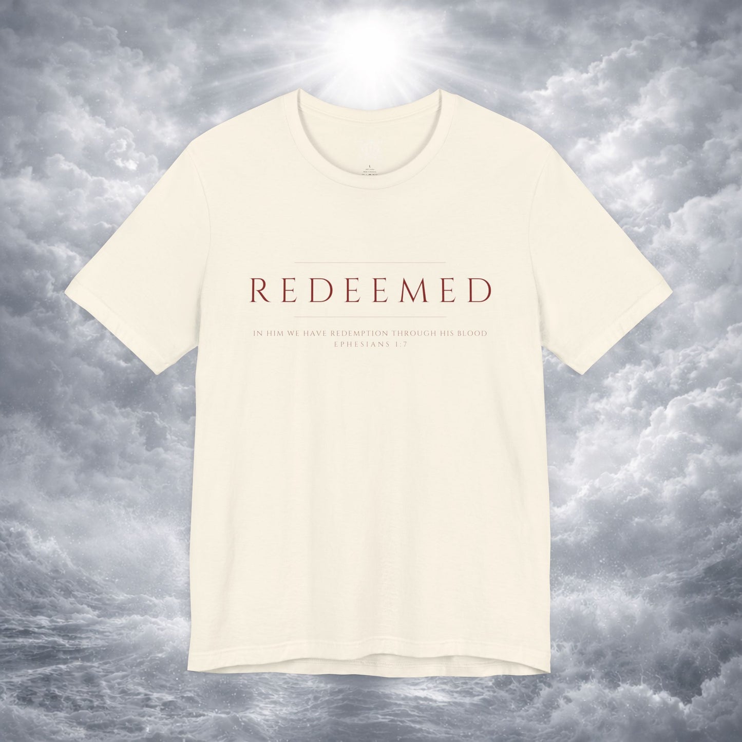 REDEEMED Christian Shirt | Ephesians 1:7 Bible Verse Tee | Christian Apparel