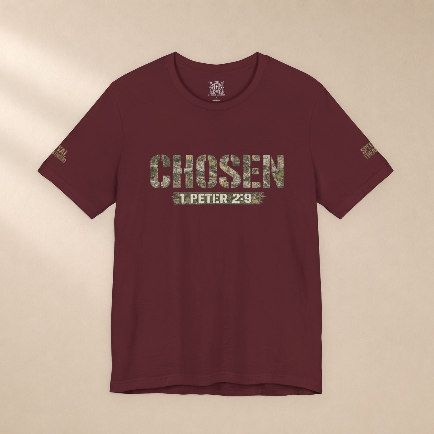 CHOSEN Camo Tee, Royal Priesthood, Special Treasure | 1 Peter 2:9 Christian Apparel