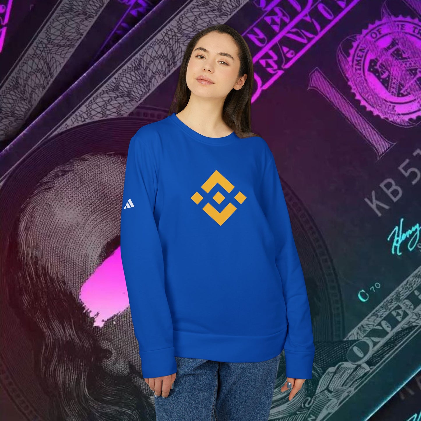 adidas® Unisex Fleece Crewneck Sweatshirt (Binance - BNB) big logo