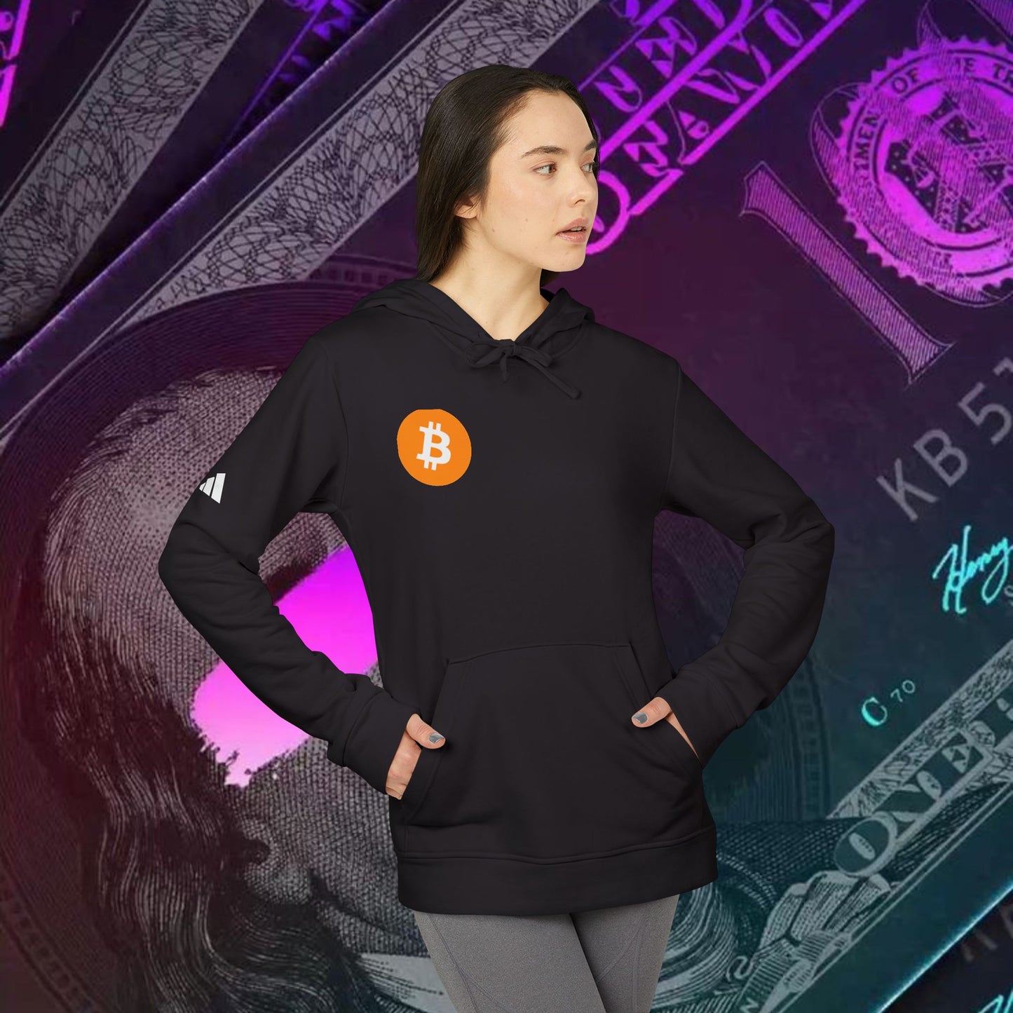 adidas® Unisex Fleece Hoodie (Bitcoin - BTC)