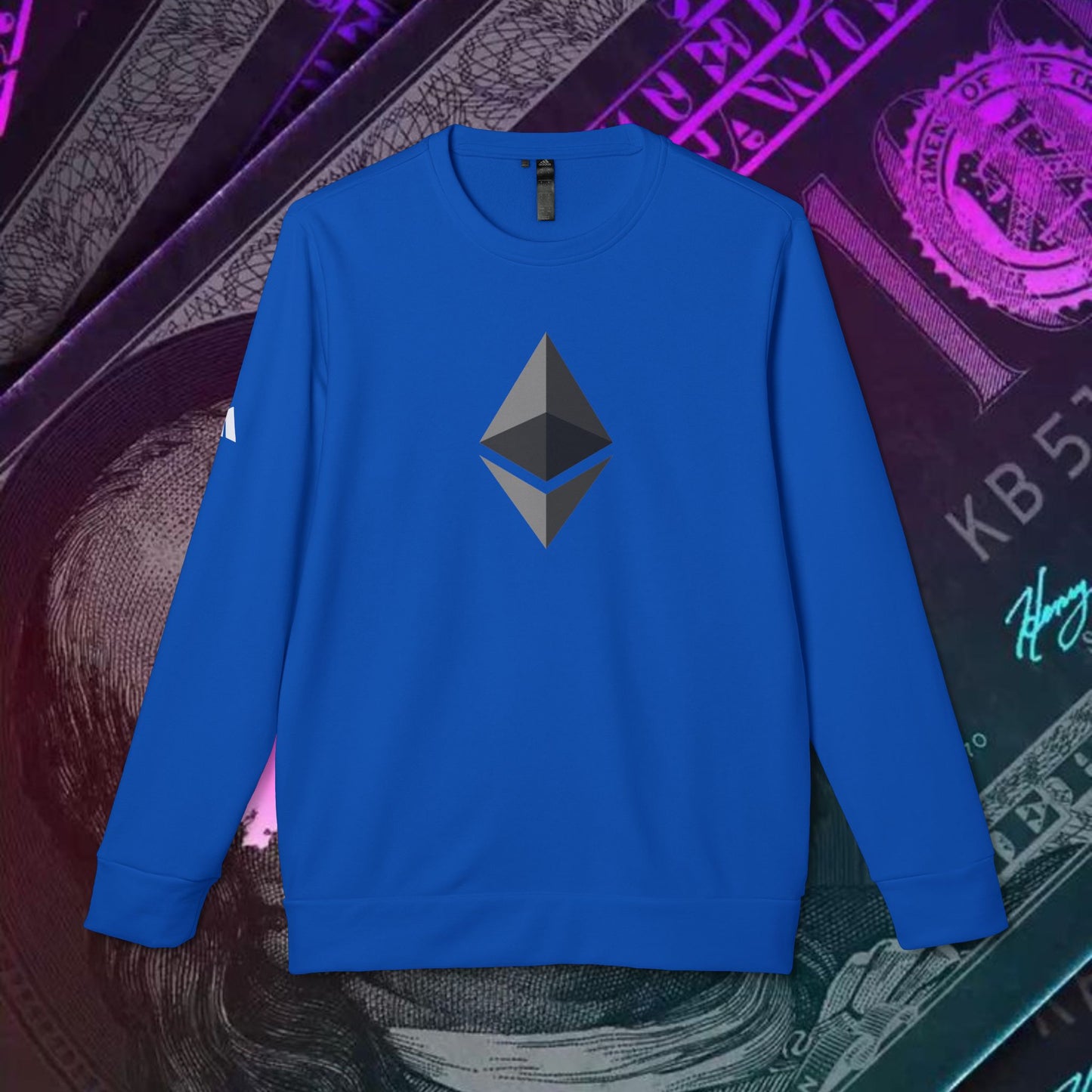 adidas® Unisex Fleece Crewneck Sweatshirt (Ethereum - ETH) big logo