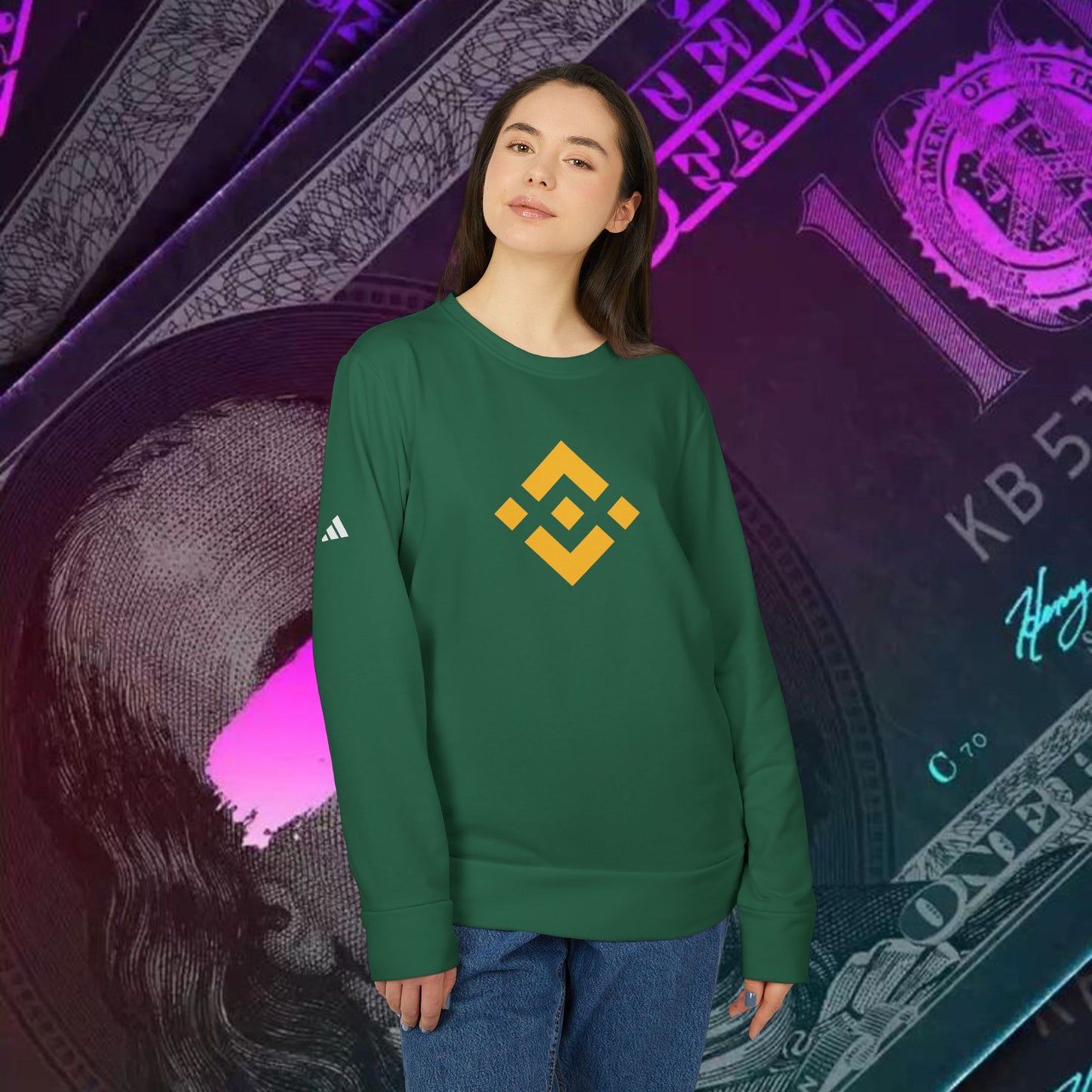 adidas® Unisex Fleece Crewneck Sweatshirt (Binance - BNB) big logo