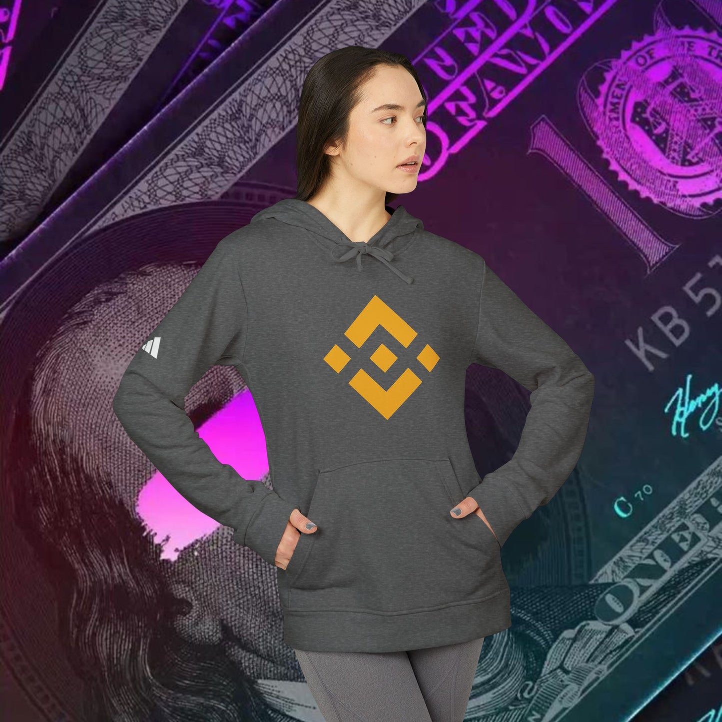 adidas® Unisex Fleece Hoodie (Binance - BNB) big logo