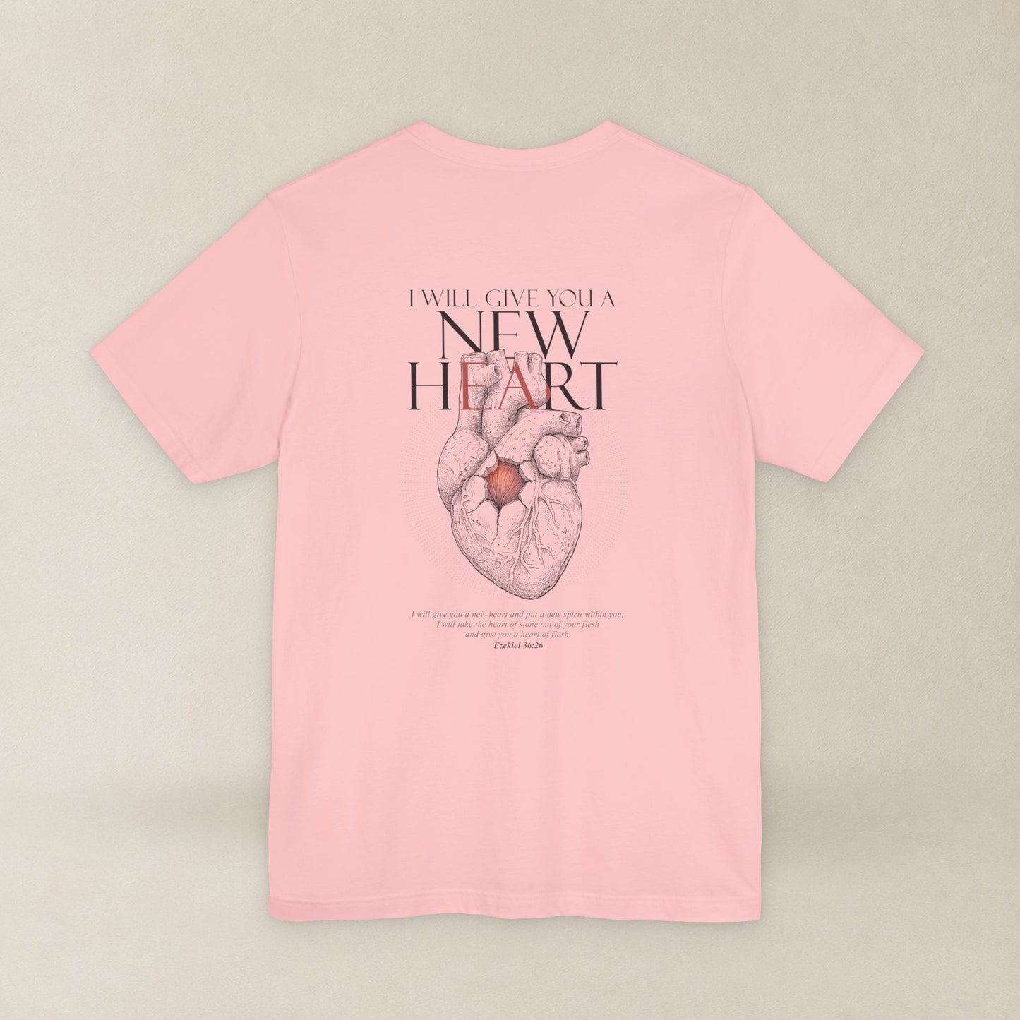 New Heart — Ezekiel 36:26 Christian Typographic Tee | Christ Scouts
