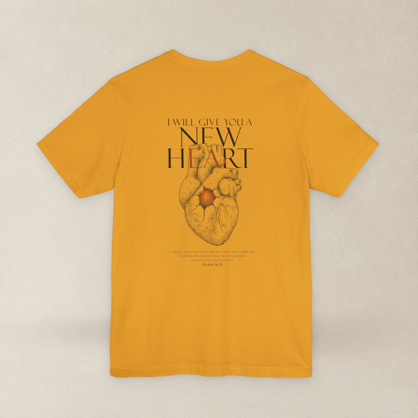 New Heart — Ezekiel 36:26 Christian Typographic Tee | Christ Scouts