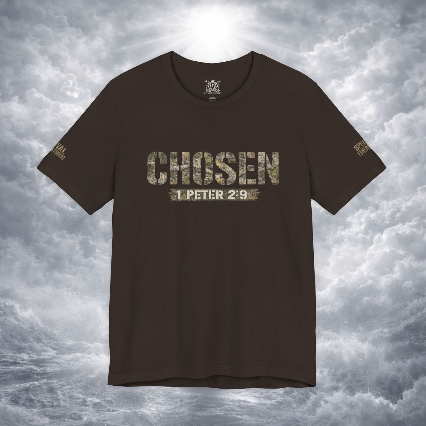 CHOSEN Camo Tee, Royal Priesthood, Special Treasure | 1 Peter 2:9 Christian Apparel