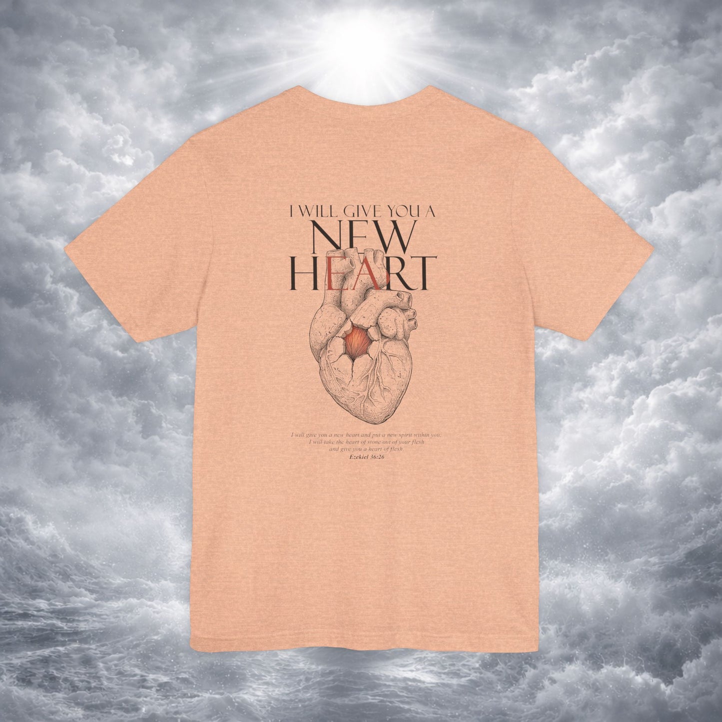 New Heart — Ezekiel 36:26 Christian Typographic Tee | Christ Scouts