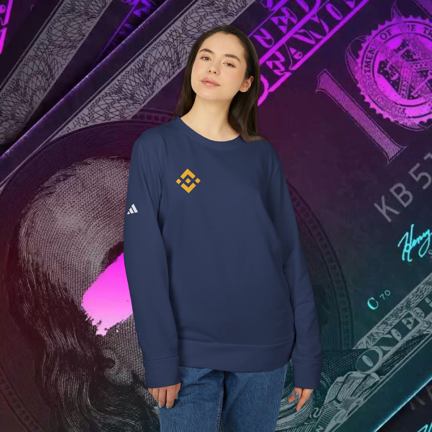 adidas® Unisex Fleece Crewneck Sweatshirt (Binance - BNB)