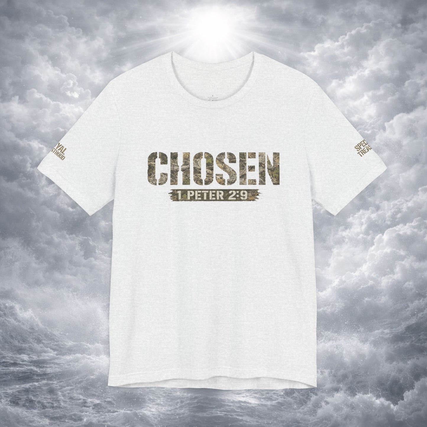 CHOSEN Camo Tee, Royal Priesthood, Special Treasure | 1 Peter 2:9 Christian Apparel