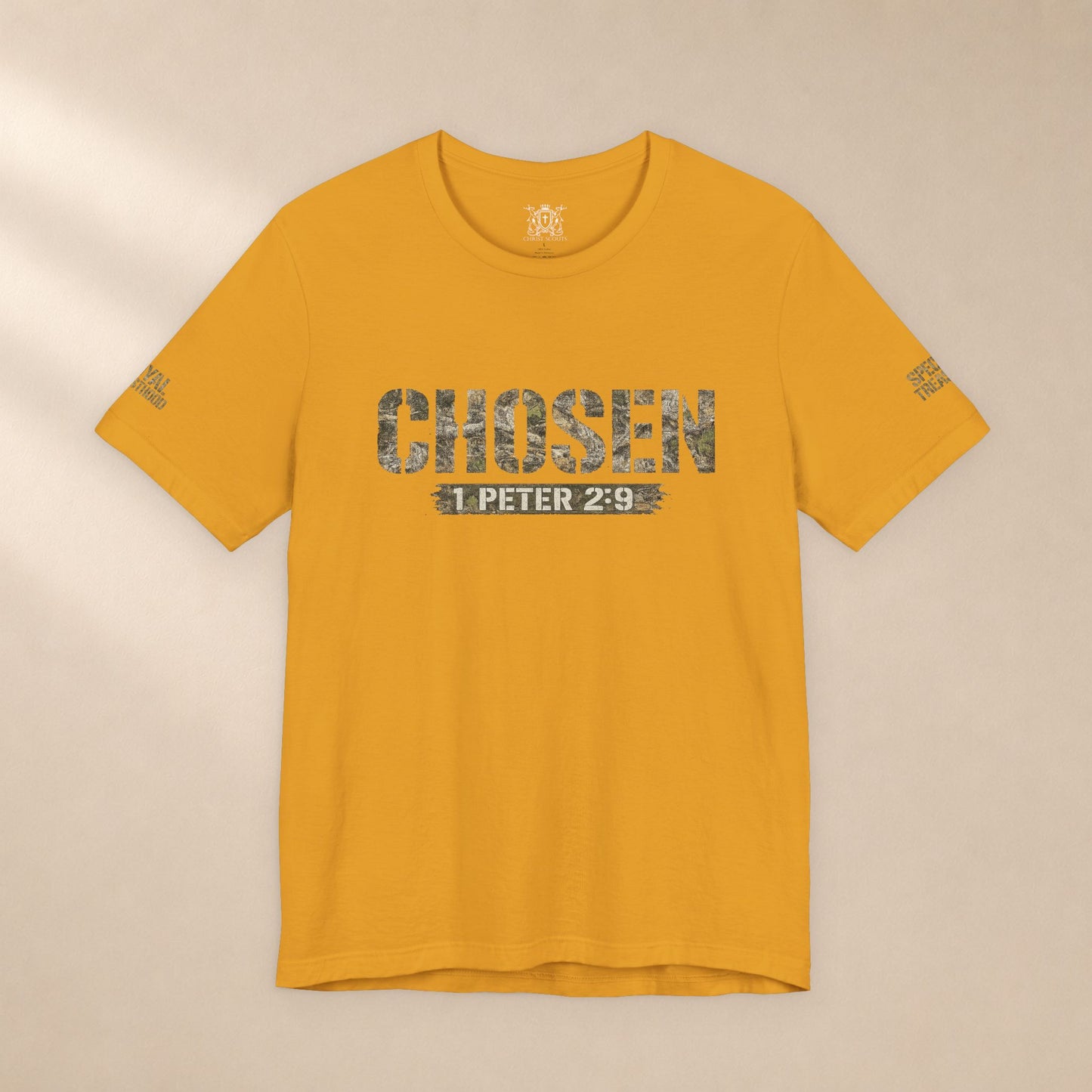 CHOSEN Camo Tee, Royal Priesthood, Special Treasure | 1 Peter 2:9 Christian Apparel