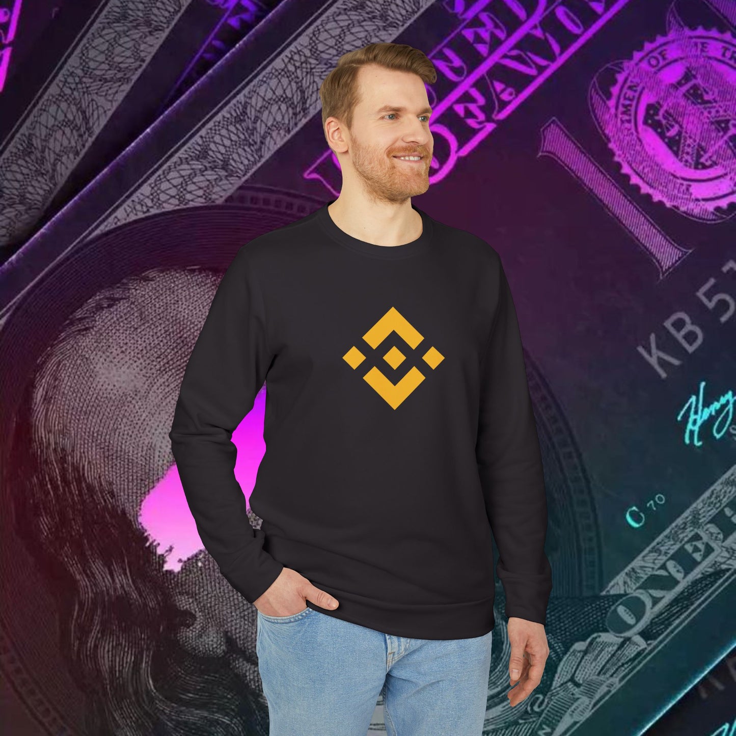 adidas® Unisex Fleece Crewneck Sweatshirt (Binance - BNB) big logo