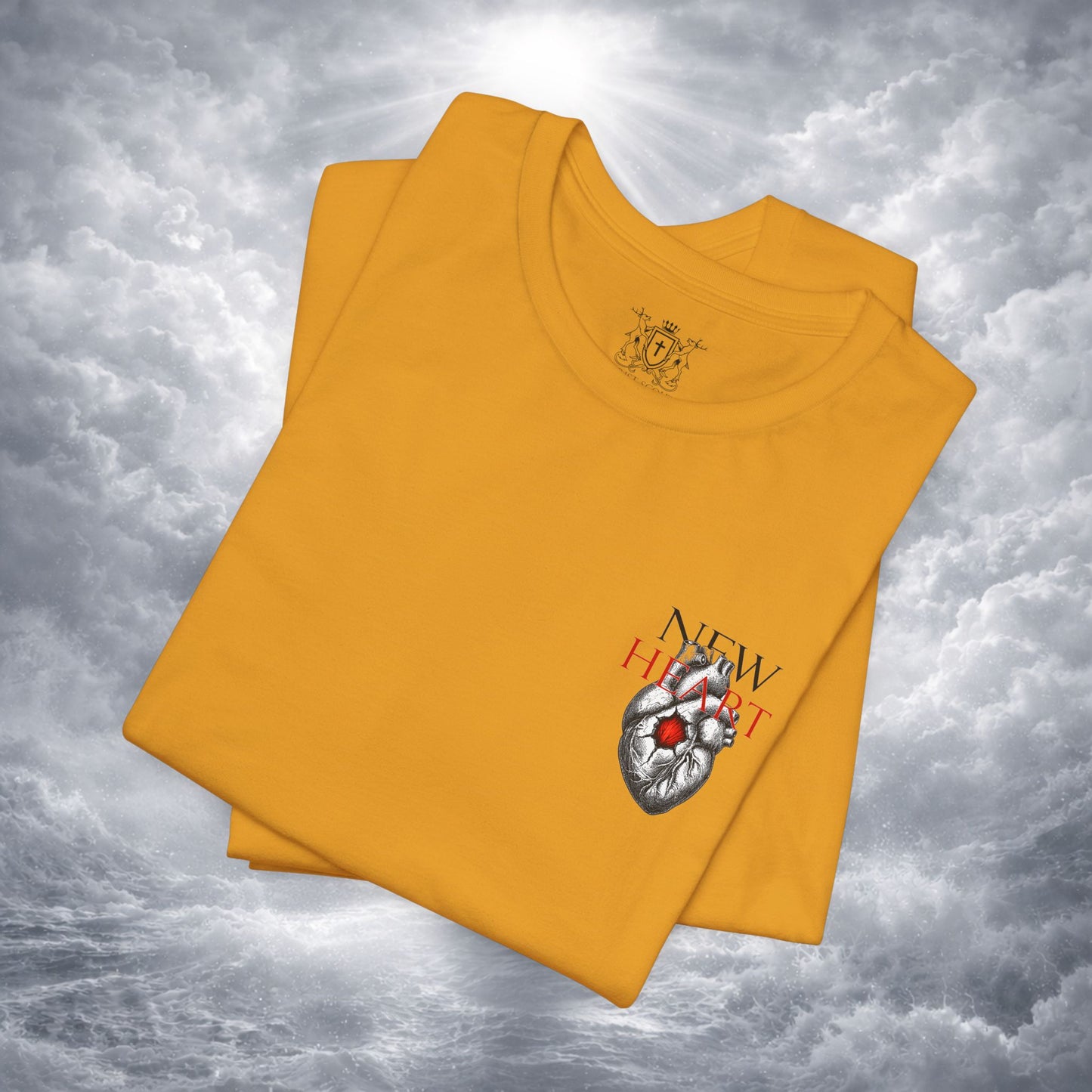 New Heart — Ezekiel 36:26 Christian Typographic Tee | Christ Scouts