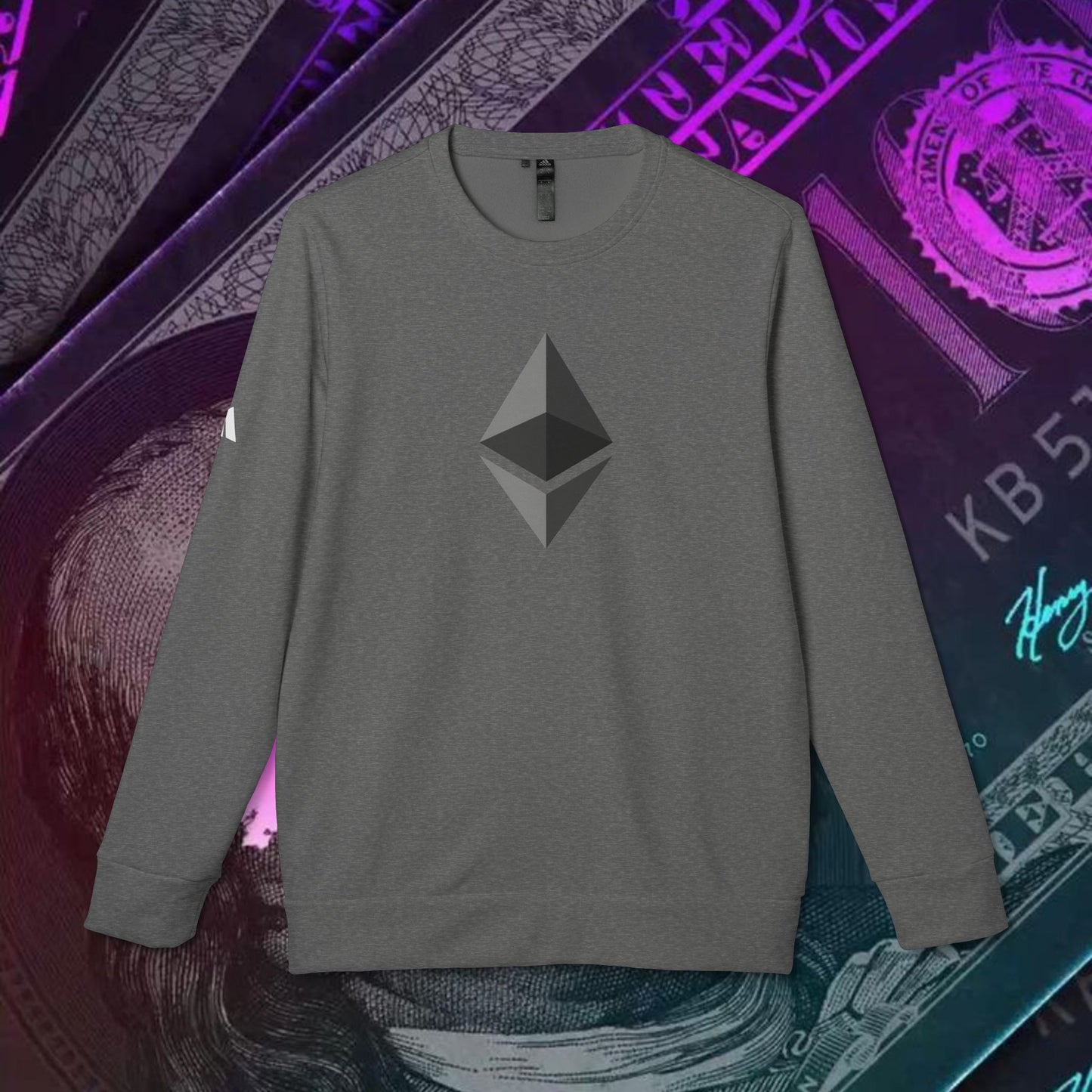 adidas® Unisex Fleece Crewneck Sweatshirt (Ethereum - ETH) big logo