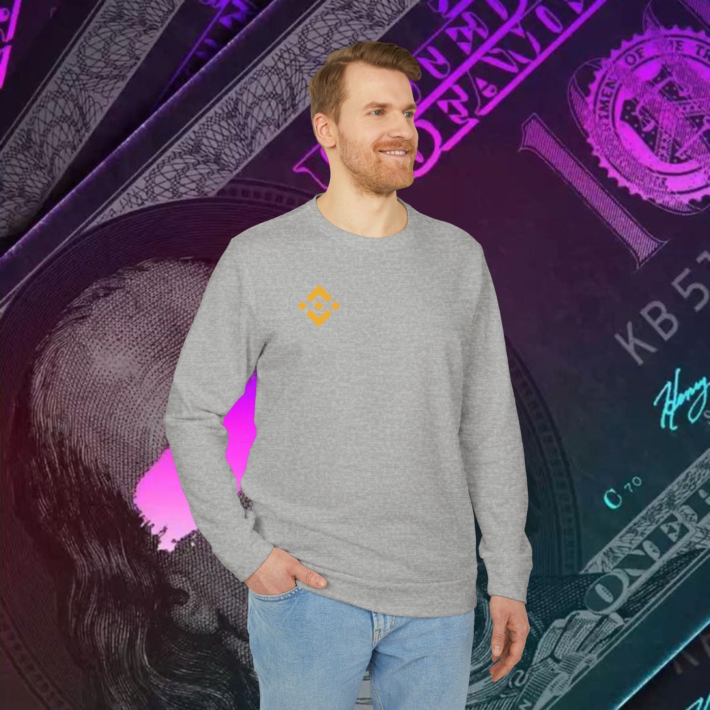 adidas® Unisex Fleece Crewneck Sweatshirt (Binance - BNB)