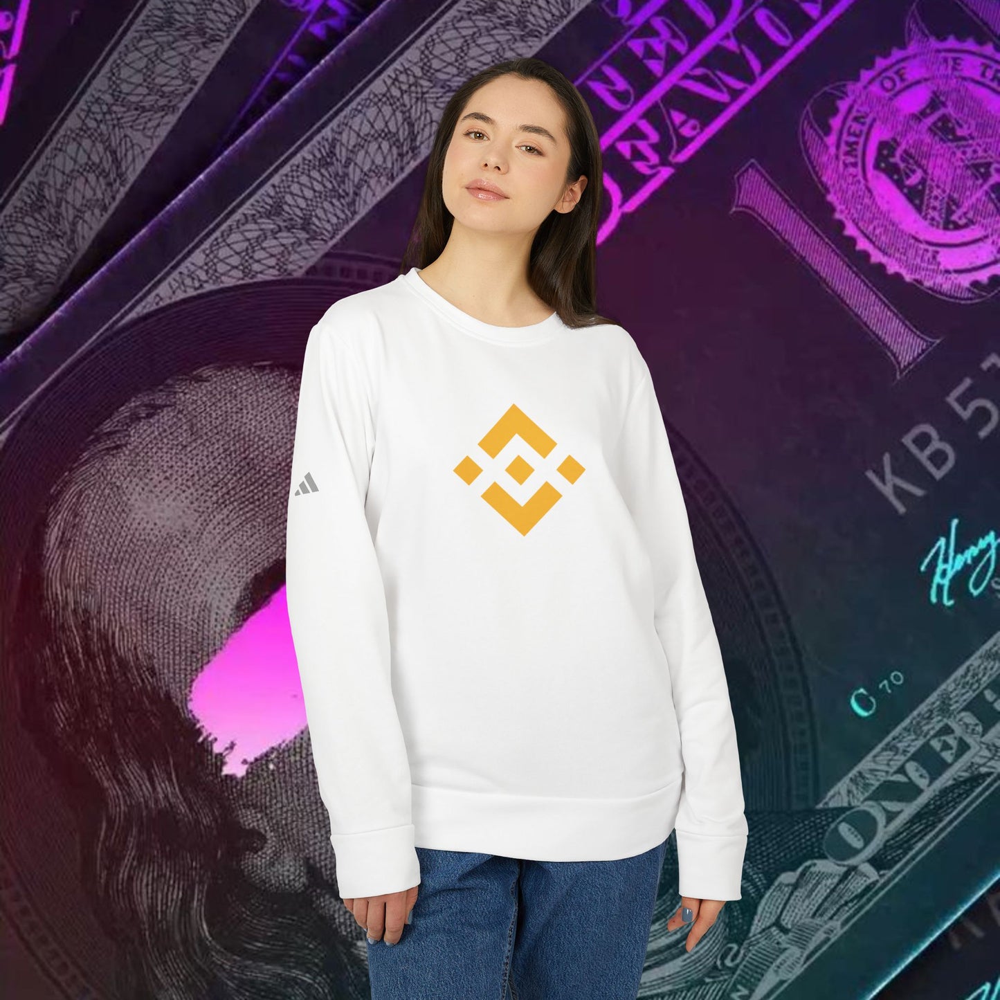 adidas® Unisex Fleece Crewneck Sweatshirt (Binance - BNB) big logo