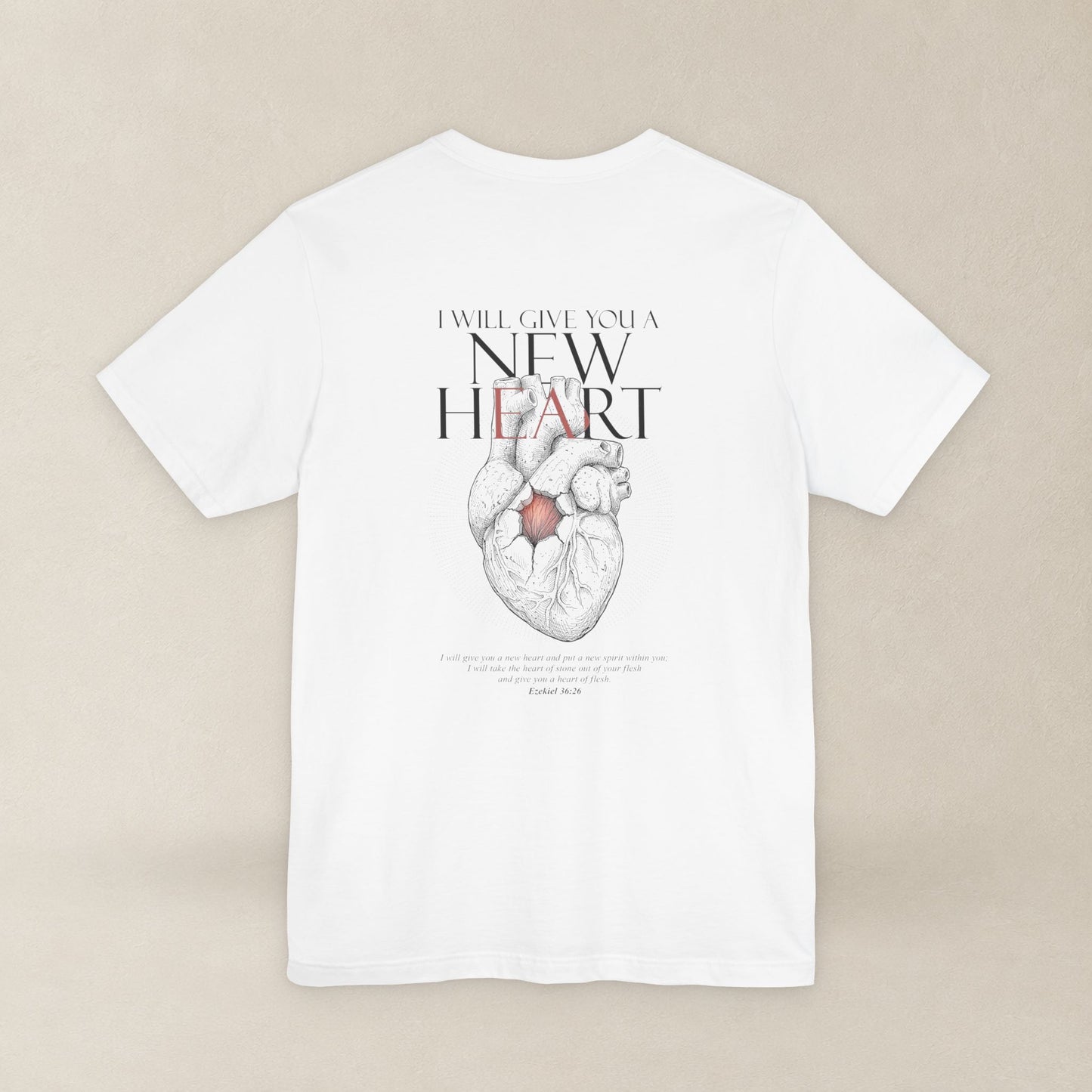 New Heart — Ezekiel 36:26 Christian Typographic Tee | Christ Scouts