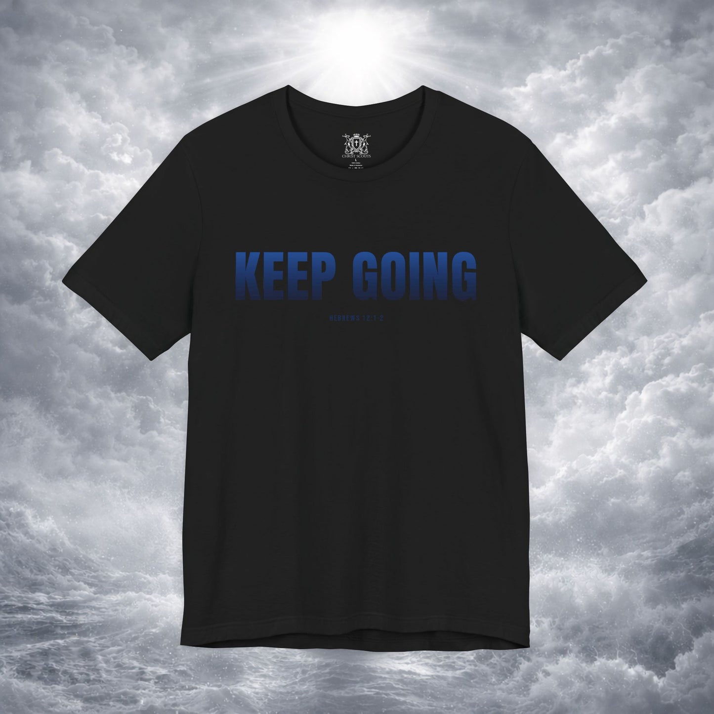 KEEP GOING Run With Endurance | Christian Tee | Hebrews 12: 1-2
