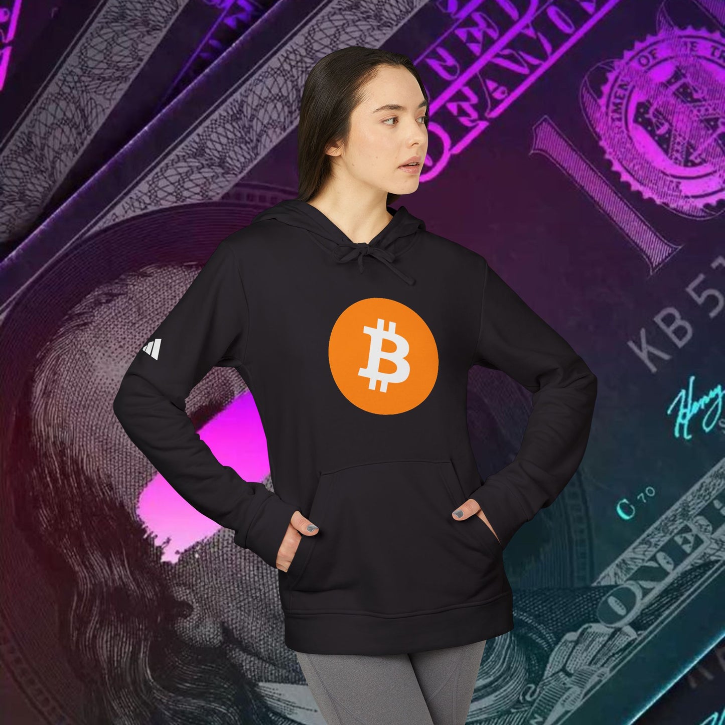 adidas® Unisex Fleece Hoodie (Bitcoin - BTC) big logo