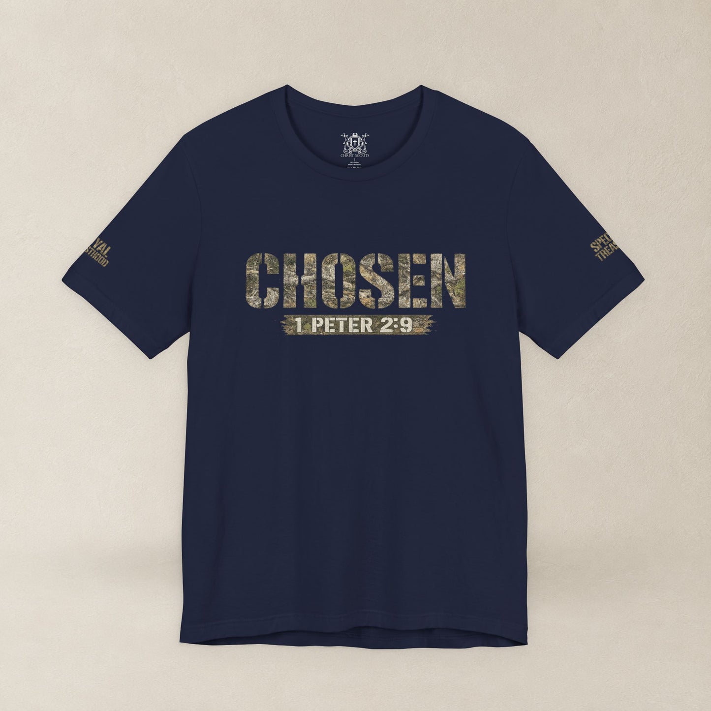 CHOSEN Camo Tee, Royal Priesthood, Special Treasure | 1 Peter 2:9 Christian Apparel