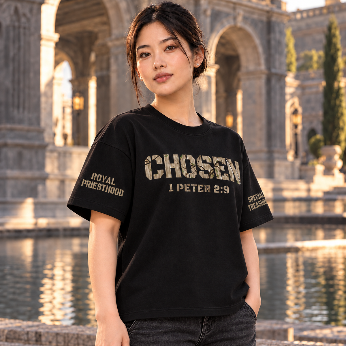 CHOSEN 1 Peter 2 9 Camo Heavy Tee