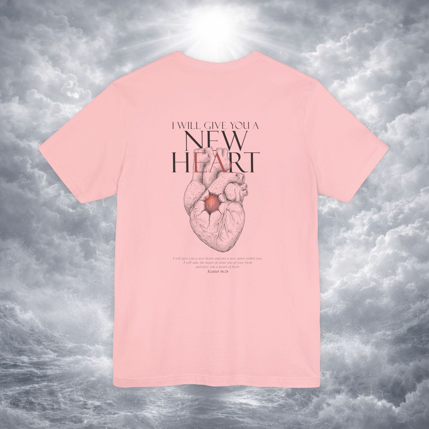 New Heart — Ezekiel 36:26 Christian Typographic Tee | Christ Scouts